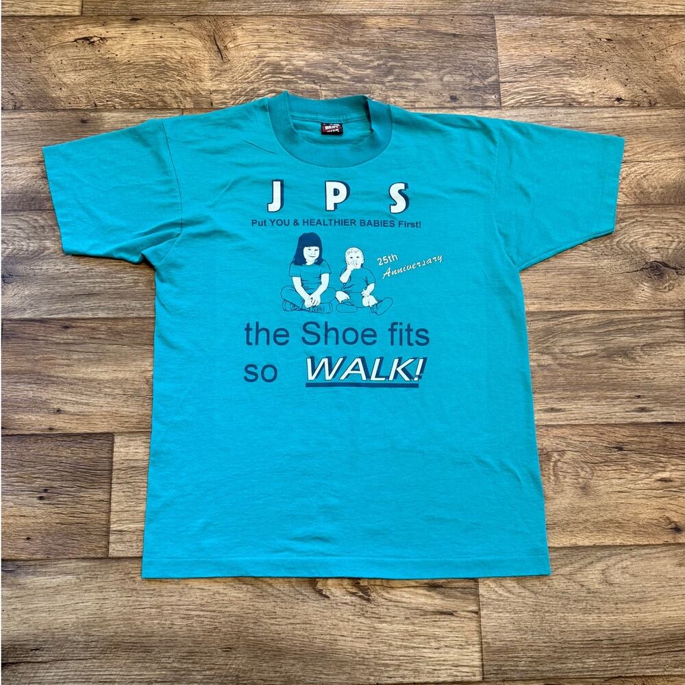 Vintage 80s Teal March of Dimes Walk Tee Shirt